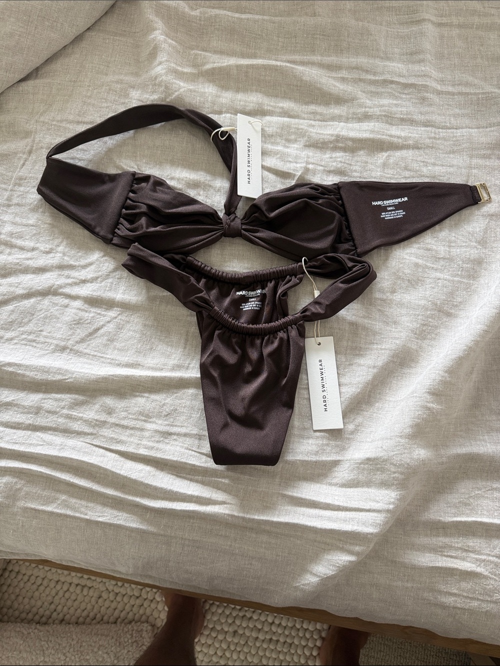 Hard Swimwear Brown Knot-Front Bikini Set